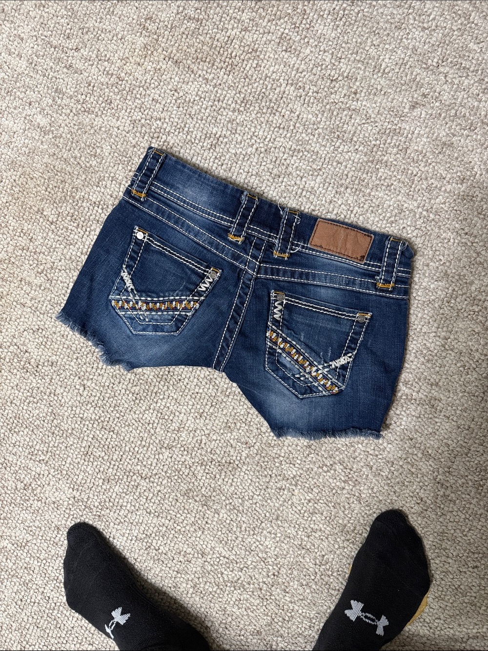BKE Dark Blue Distressed Denim Short Shorts